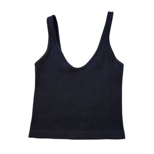Dynamic Black Ribbed Tank Top One Size